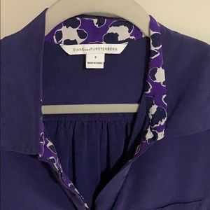 DVF blue and purple blouse size 6